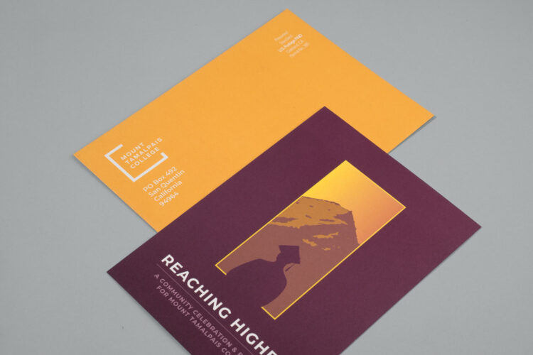 Community college postcard with custom, full bleed background and address panel